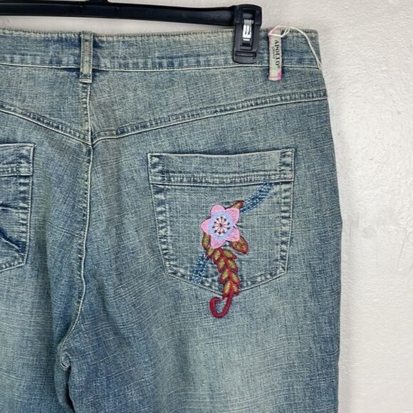 Apollo Women's Bootcut Jeans Floral Embroidered NWT 36x32 size 19/20 stretch - Picture 8 of 13